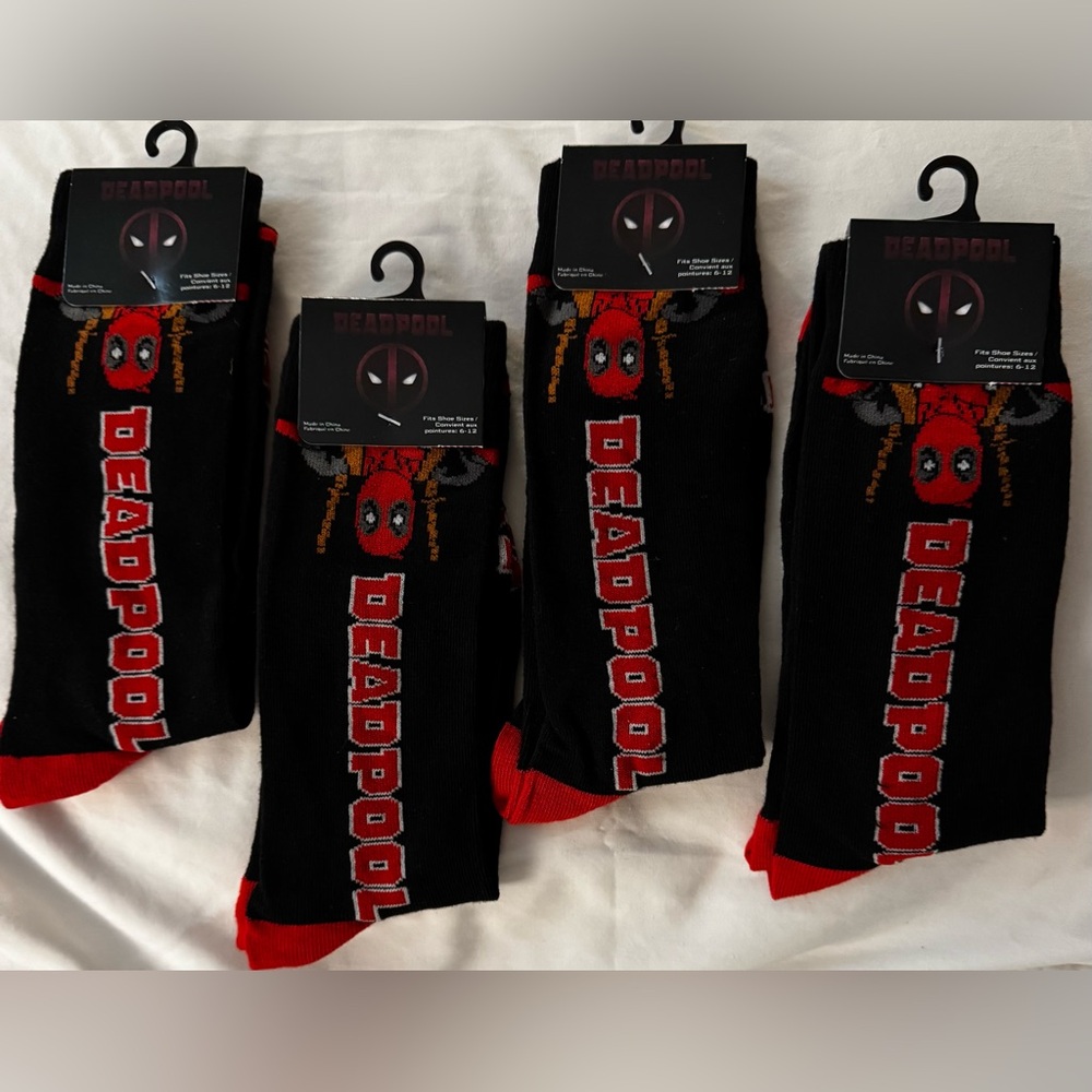 Black and Red Casual Socks with Deadpool Design